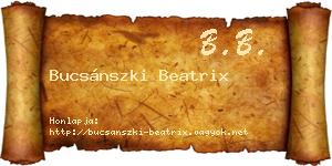Bucsánszki Beatrix névjegykártya